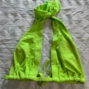 wild fable Neon Lime Halter Bikini Top - Embroidered Floral